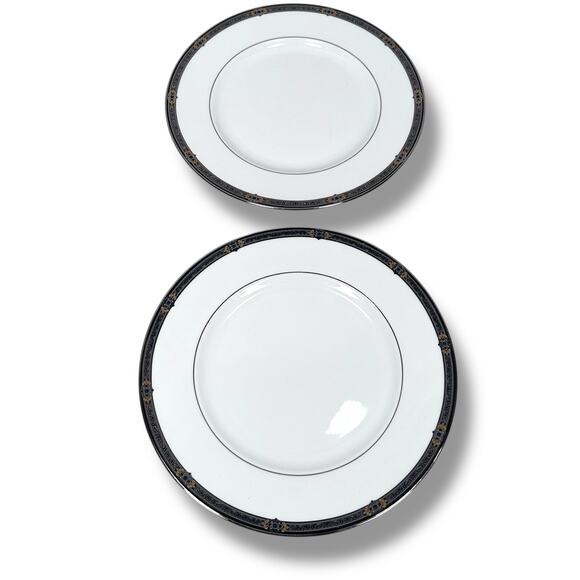 Lenox Vintage Jewel Bone China Dinner Plate Lot of 2 Classics Collection White - Picture 1 of 7